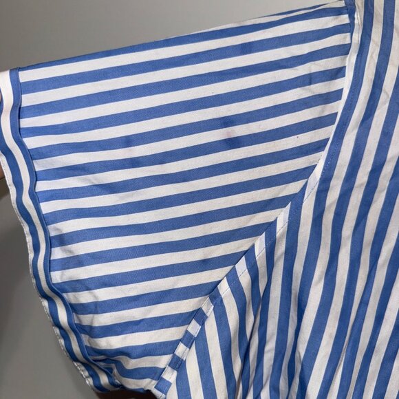 Lands End Womens No Iron Supima Shirt Blue/White Striped Button-Down Size 2X - Picture 6 of 6
